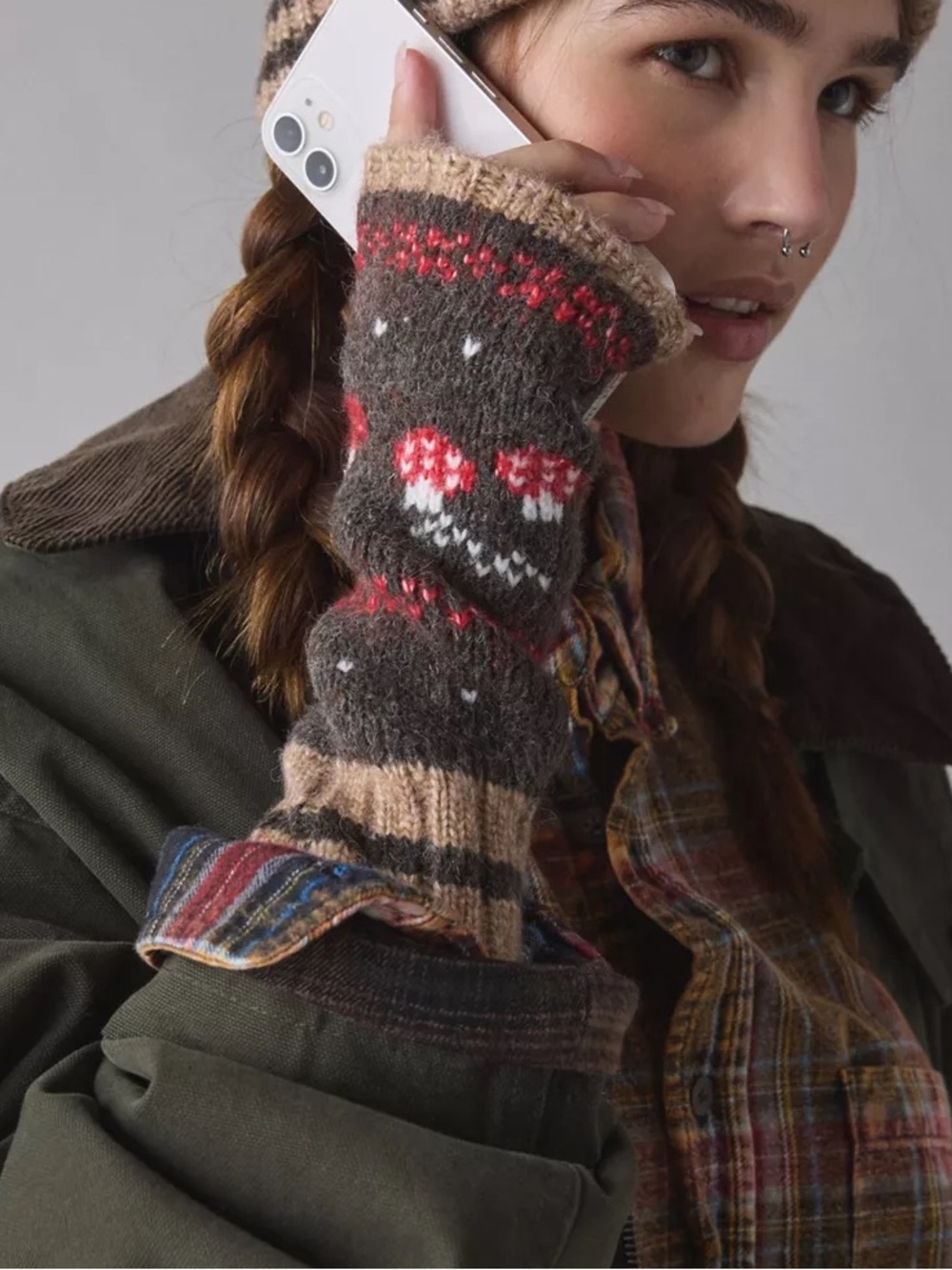 NWOT Urban Outfitters Mushroom Pattern Fingerless Glove